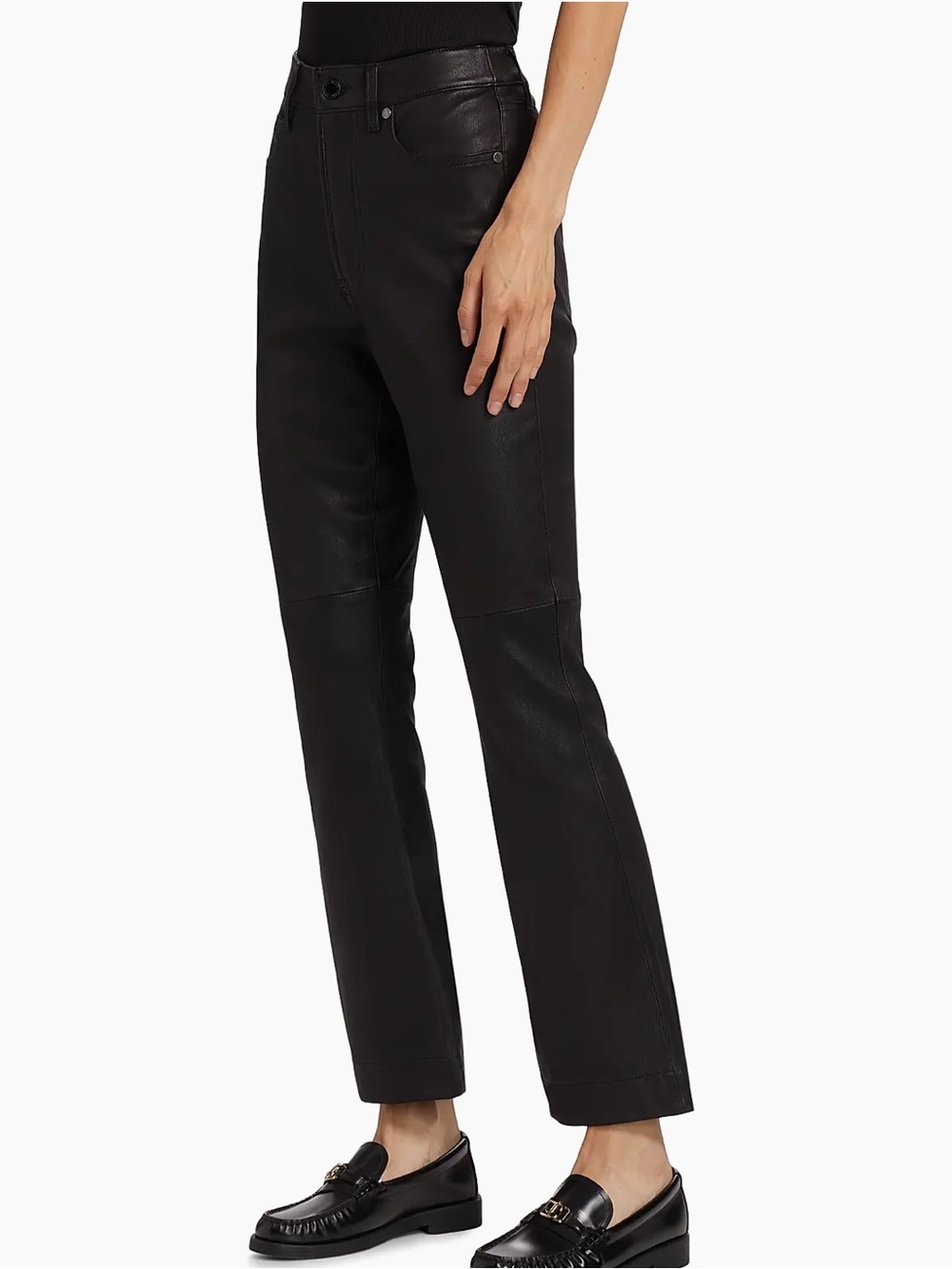 Veronica Beard Carson Ankle Flare Black Faux-Leather Flare Pants - Picture 3 of 14